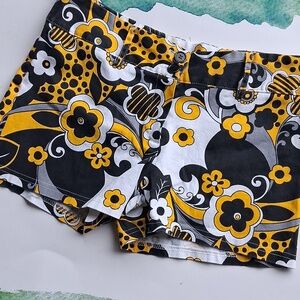 Hippie White and Black Flower Shorts